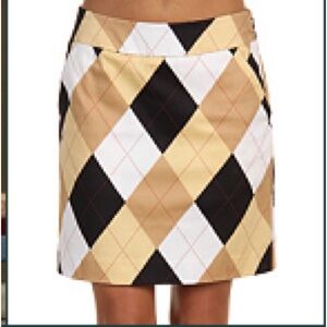 LOUDMOUTH LADIES Argyle Pattern GOLF SKORTS in Black, White, and Tan, SIZE 12